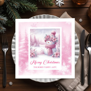 Serviette En Papier Joyeuses Serviettes de Noël Pinkmas Hiver Forêt En