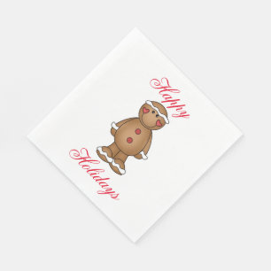 Serviette En Papier Joyeuses Vacances Blanc Standard Déjeuner Napkin