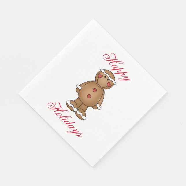 Serviette En Papier Joyeuses Vacances Blanc Standard Déjeuner Napkin (Coin)