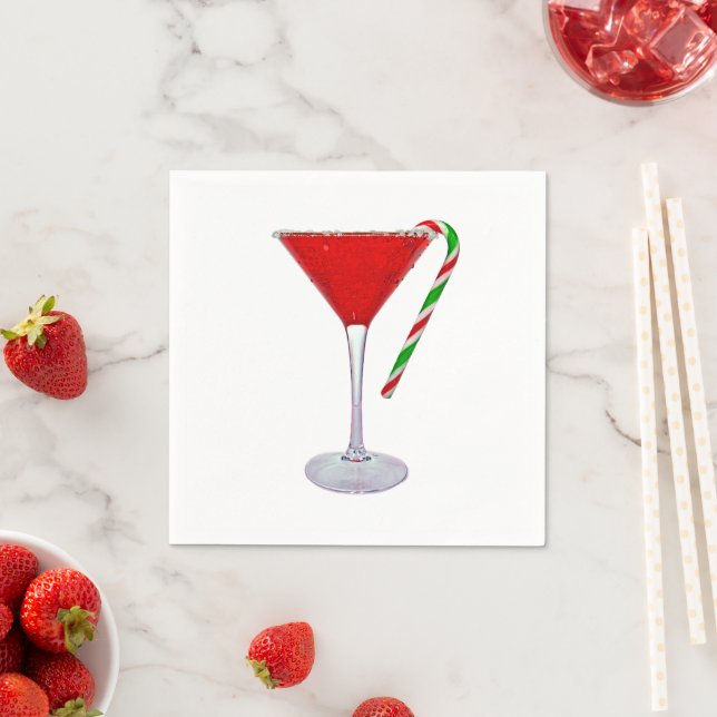 Serviette En Papier Joyeuses vacances Martini verre (En situation)