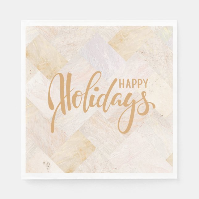 Serviette En Papier Joyeuses Vacances Moderne Abstrait Sable Chic (Devant)