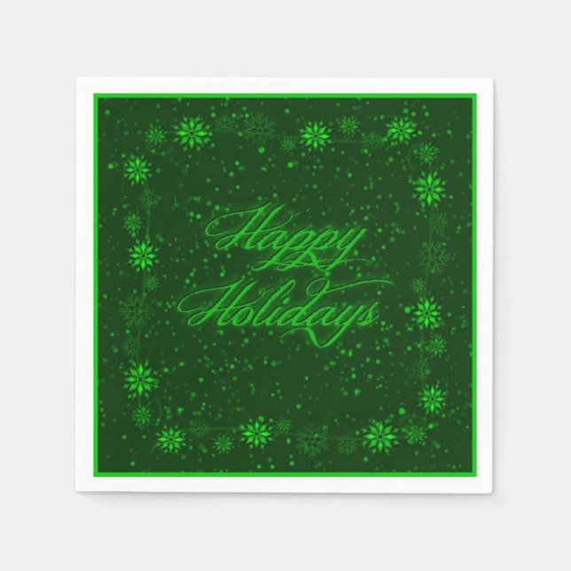 Serviette En Papier Joyeuses Vacances Neige Vert Noël serviettes (Devant)