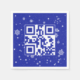 Serviette En Papier Joyeuses Vacances QR Code sur les flocons de neige