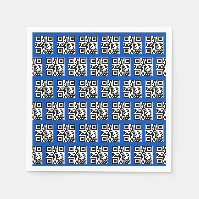 Serviette En Papier Joyeuses Vacances QR Codes sur Bleu (Devant)
