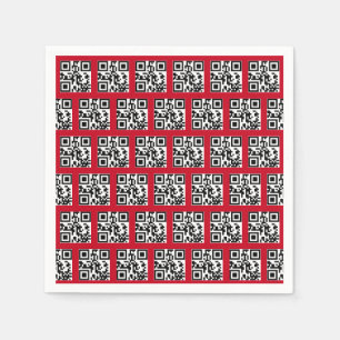 Serviette En Papier Joyeuses Vacances QR Codes sur rouge