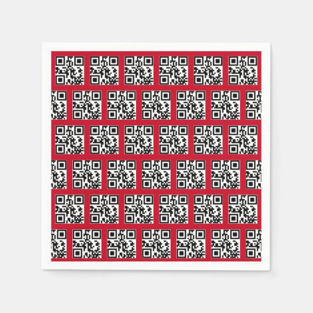 Serviette En Papier Joyeuses Vacances QR Codes sur rouge (Devant)