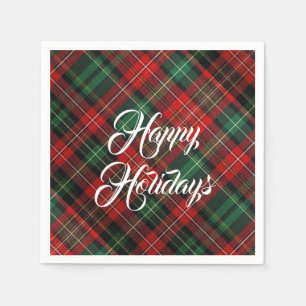 Serviette En Papier Joyeuses vacances Rouge et vert Tartan Plaid