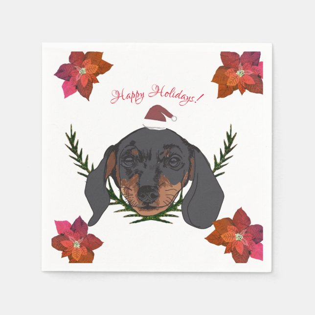 Serviette En Papier Joyeuses vacances Weiner Dog (Devant)