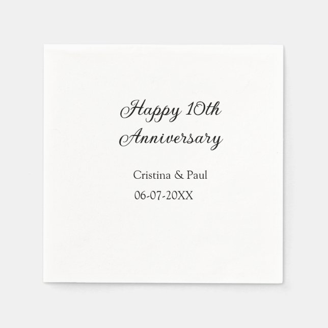 Serviette En Papier Joyeux 10e anniversaire simple nom de mariage mini (Devant)