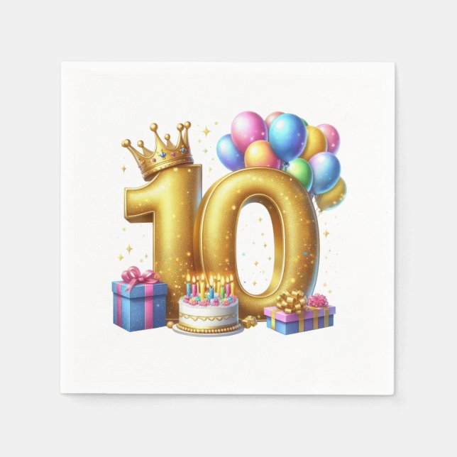 Serviette En Papier Joyeux 10ème Anniversaire (Devant)