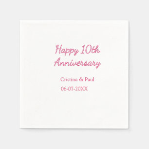 Serviette En Papier Joyeux 10ème anniversaire de mariage simple nom mi