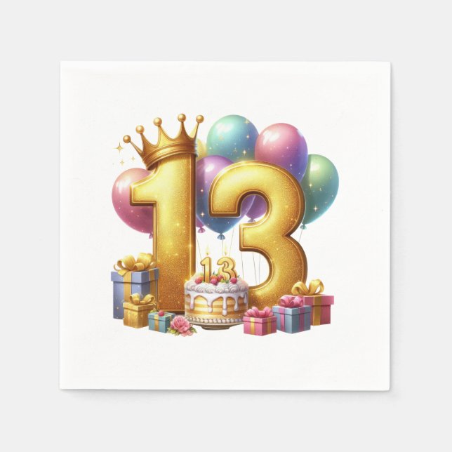 Serviette En Papier Joyeux 13e anniversaire (Devant)