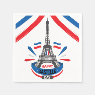 Serviette En Papier Joyeux 14 juillet Tour Eiffel