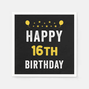 Serviette En Papier Joyeux 16e anniversaire fête de fête déniarienne