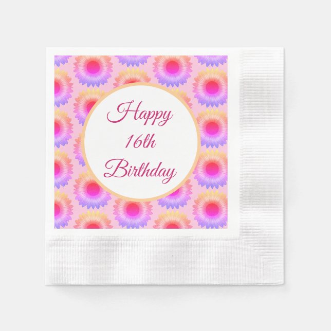 Serviette En Papier Joyeux 16e Anniversaire Papier Napkin (Devant)