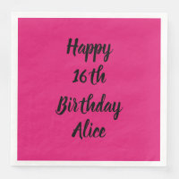 Joyeux 16e anniversaire rose noir Nom personnalisé