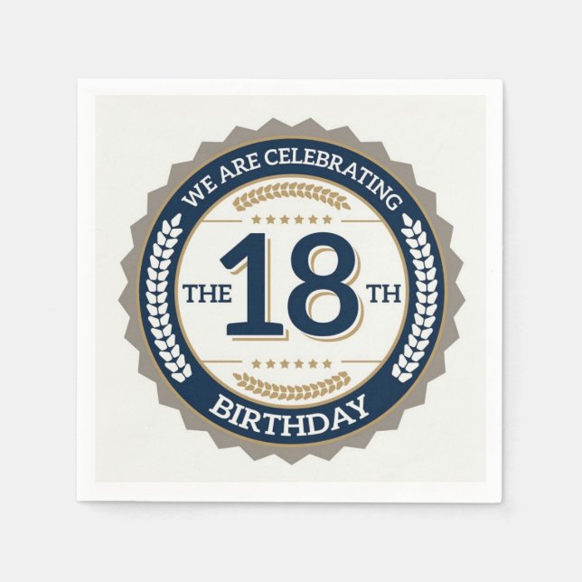 Serviette En Papier Joyeux 18ème anniversaire (Devant)