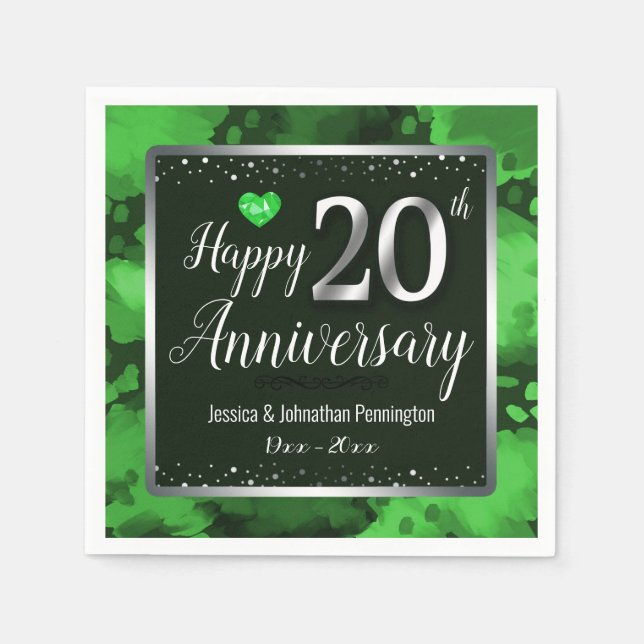 Serviette En Papier Joyeux 20e anniversaire de Mariage (Devant)