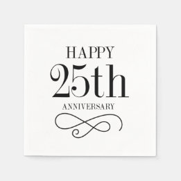 Serviette En Papier Joyeux 25e anniversaire Cocktail serviettes