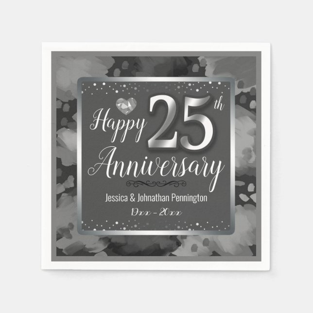 Serviette En Papier Joyeux 25e anniversaire de Mariage (Devant)