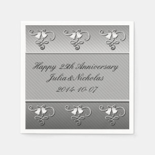 Serviette En Papier Joyeux 25e anniversaire Naples d'argent