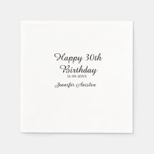 Serviette En Papier Joyeux 30e anniversaire ajouter nom date élégant s