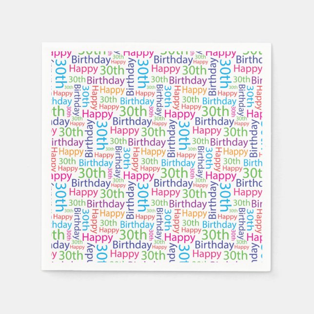 Serviette En Papier Joyeux 30e anniversaire serviettes (Devant)