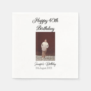 Serviette En Papier Joyeux 40e anniversaire photo moderne simple