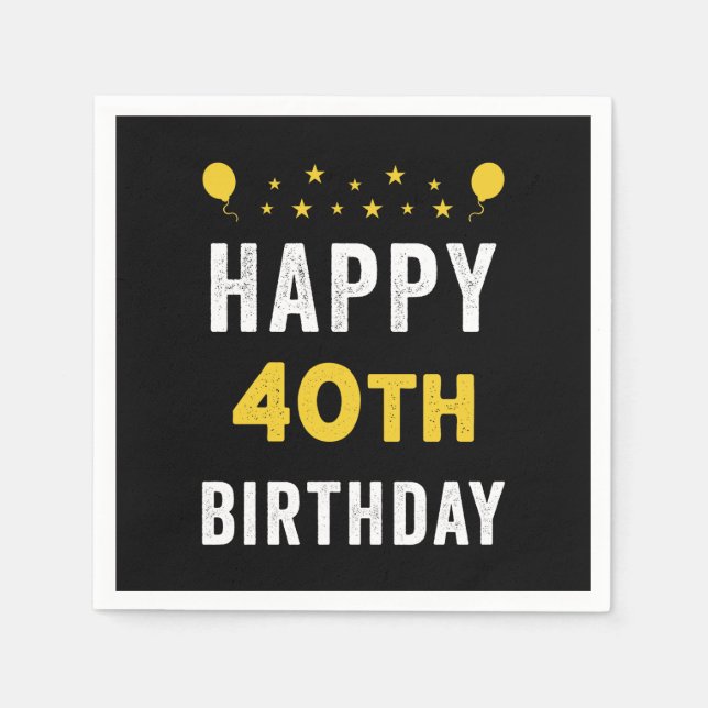 Serviette En Papier Joyeux 40ème Anniversaire Célébration Quadragénair (Devant)