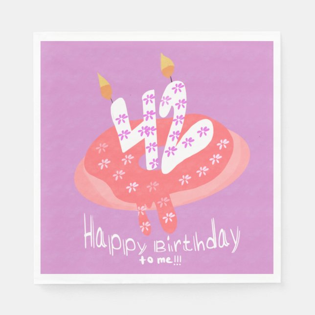 Serviette En Papier Joyeux 42e Anniversaire à moi Gâteau de Donuts Fêt (Devant)