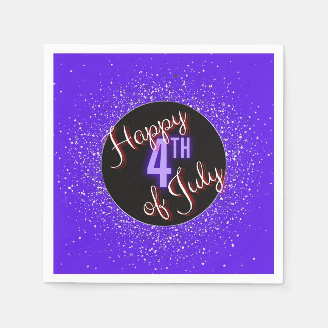 Serviette En Papier Joyeux 4 juillet brillant rouge blanc & bleu (Devant)