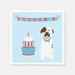 Serviette En Papier Joyeux 4 Juillet Chien Rouge Blanc Bleu