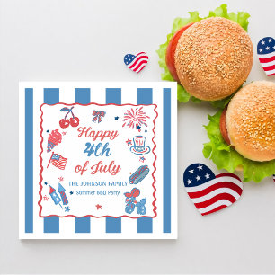 Serviette En Papier Joyeux 4 juillet Fireworks BBBQ Party Napkins