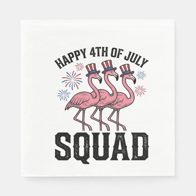 Serviette En Papier Joyeux 4 juillet Flamingo Squad Vector Design_1 (Devant)