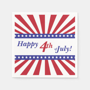 Serviette En Papier Joyeux 4 juillet rouge blanc et bleu