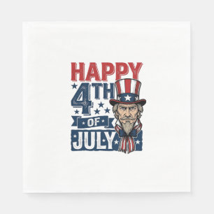 Serviette En Papier Joyeux 4 juillet vintage oncle patriotique chemise