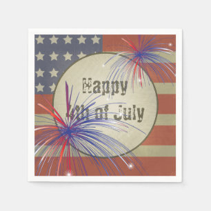 Serviette En Papier Joyeux 4 juillet  Vintage rustique