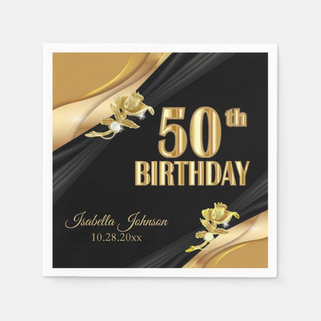 Serviette En Papier Joyeux 50e Anniversaire (Devant)