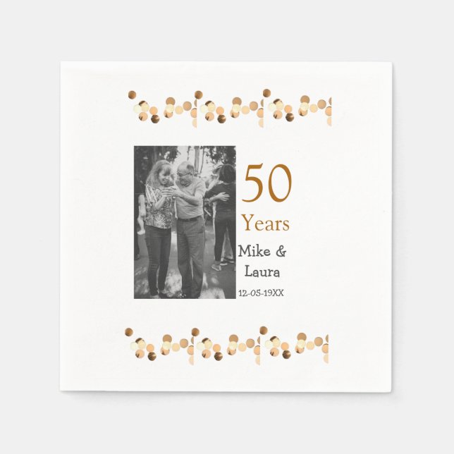Serviette En Papier Joyeux 50e anniversaire ajouter nom du couple date (Devant)