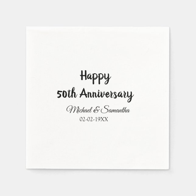 Serviette En Papier Joyeux 50e anniversaire ajouter nom du couple date (Devant)