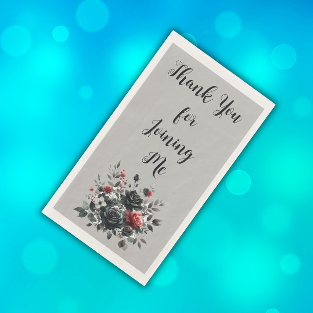 Serviette En Papier Joyeux 50e anniversaire Roses rouge et noir | (Créateur téléchargé)