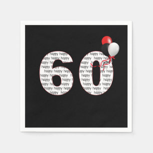 Serviette En Papier Joyeux 60e anniversaire en noir