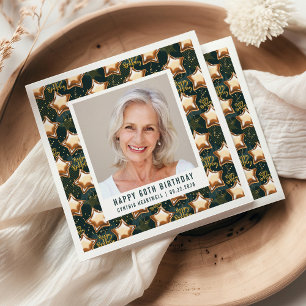 Serviette En Papier Joyeux 60e anniversaire Photo Glam Star Balloons