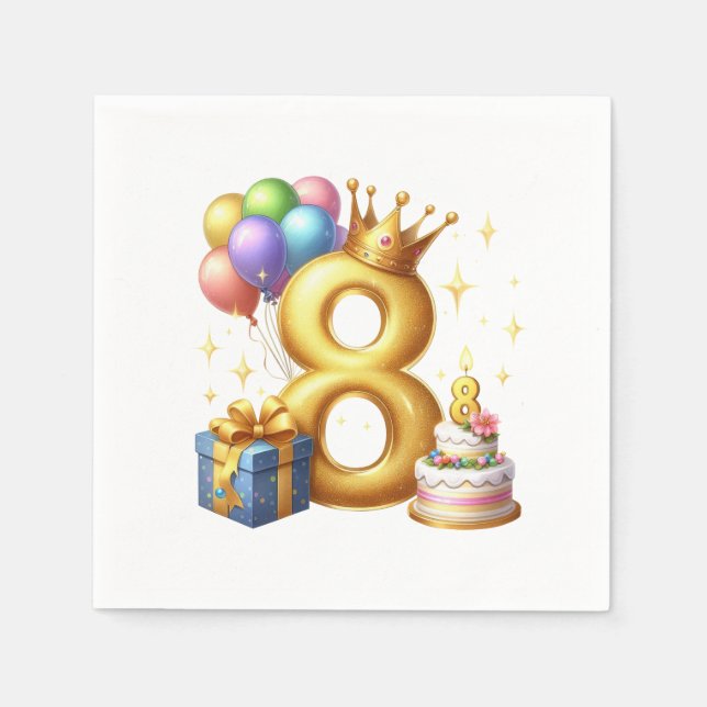 Serviette En Papier Joyeux 8ème Anniversaire (Devant)