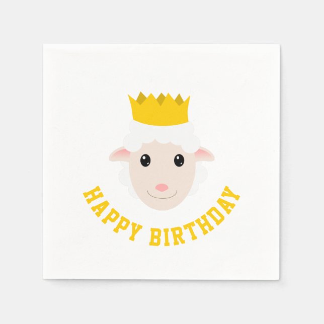Serviette En Papier Joyeux agneau d'anniversaire (Devant)