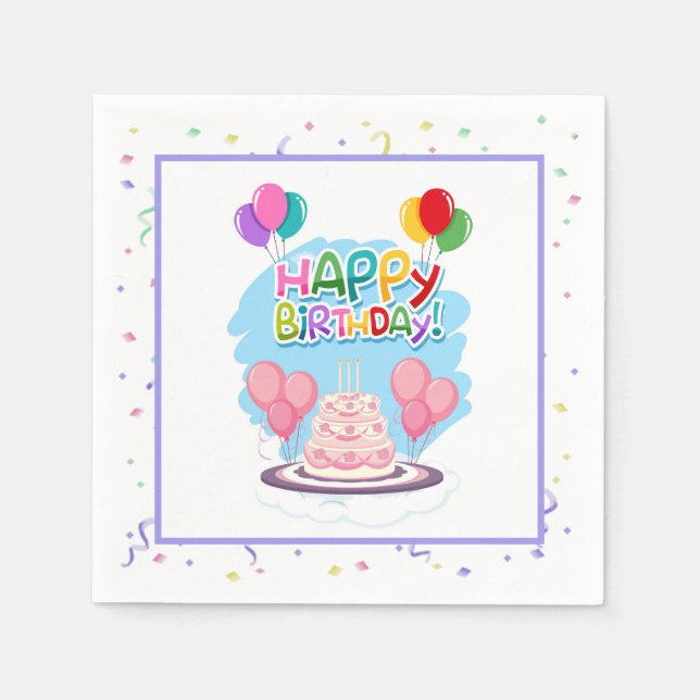 Serviette En Papier Joyeux Anniversaire (Devant)