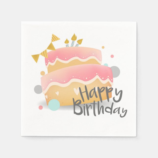 Serviette En Papier Joyeux anniversaire (Devant)