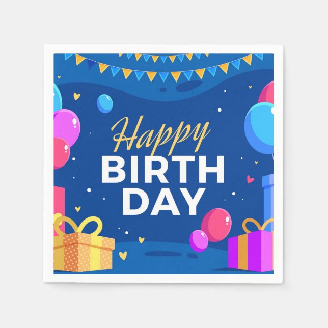 Serviette En Papier Joyeux anniversaire (Devant)