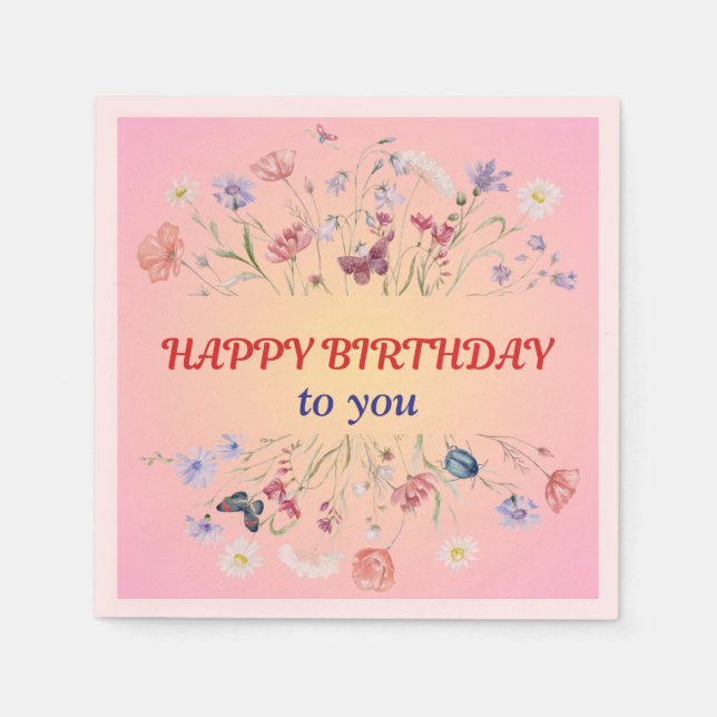 Serviette En Papier Joyeux anniversaire (Devant)