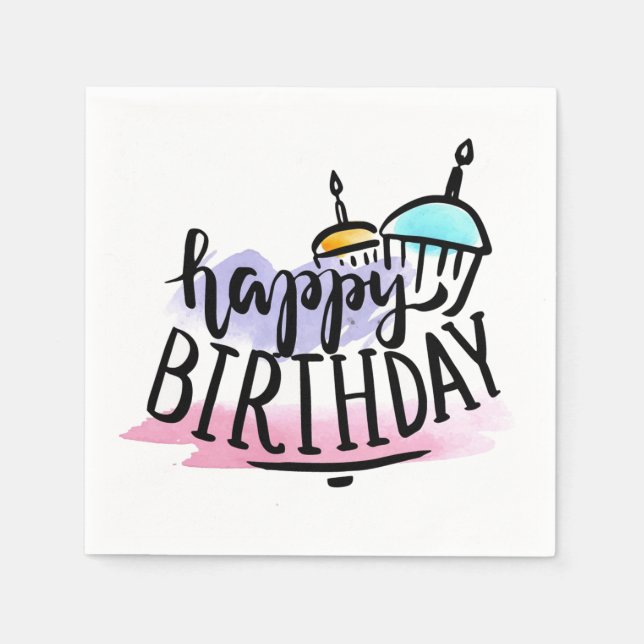 Serviette En Papier Joyeux anniversaire (Devant)